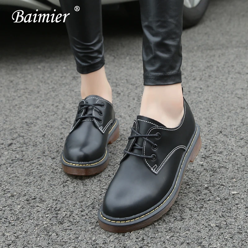 Baimier/женские туфли-оксфорды черного цвета в простом стиле с закрытым носком на
