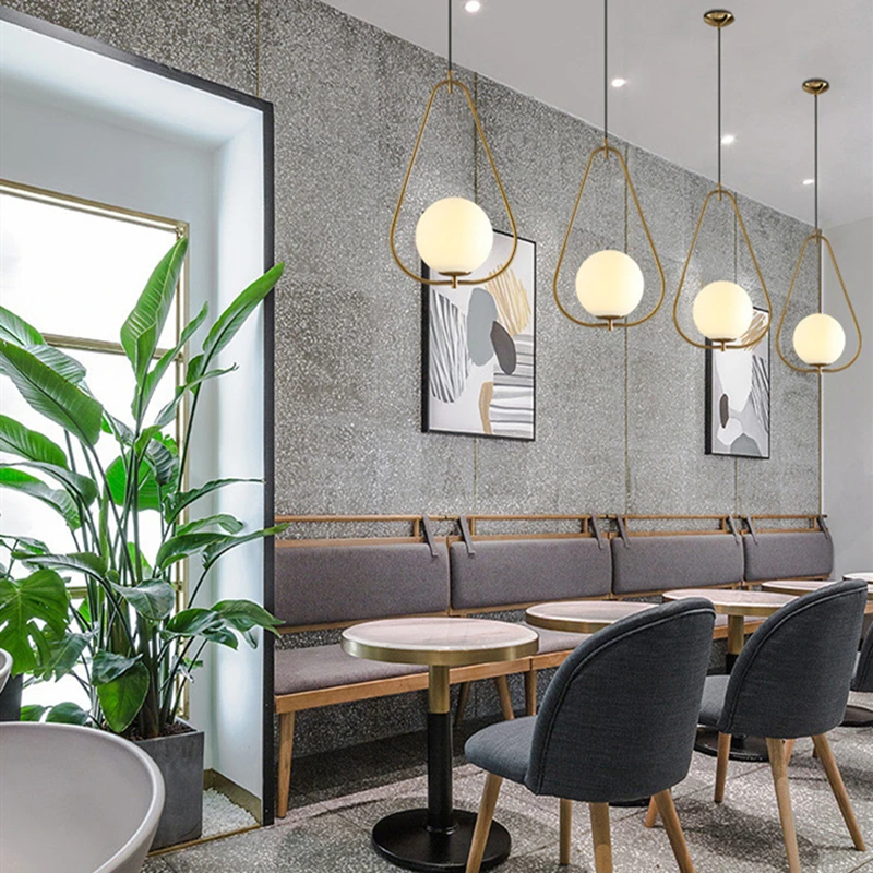 Подвесной светильник из латуни и белого стекла для спальни столовой|Подвесные
