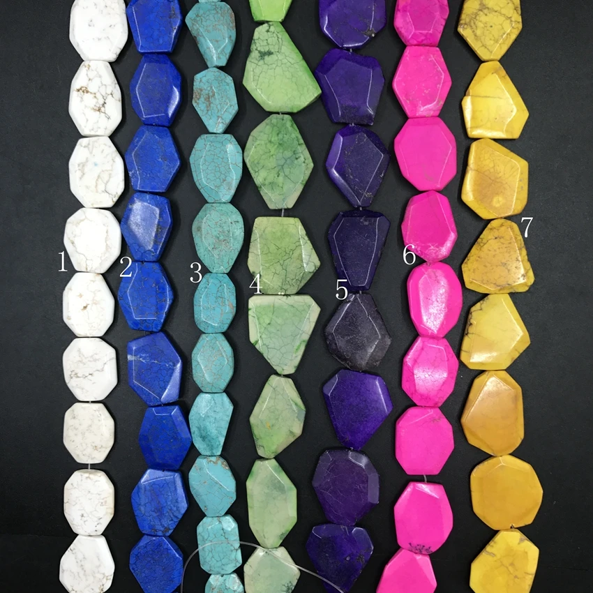 7 цветов на выбор натуральная бирюза Howlite граненая плита Nugget свободные бусины