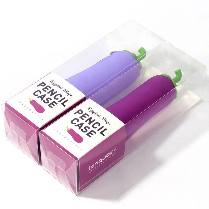 Мини каваи креативный Баклажан школьный пенал милый силикагель для мальчиков