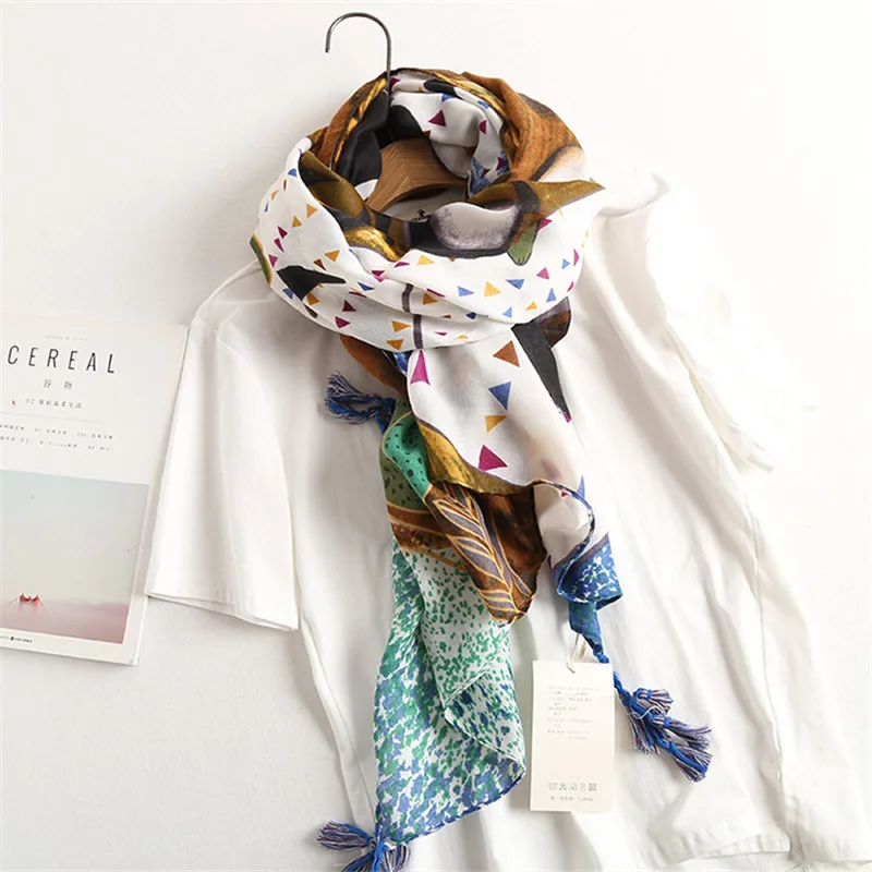 CLYTIE New Women Cotton Scarf Autumn Shawls and Wraps Designer of Fashion Tassel Styles SC3244 | Аксессуары для одежды