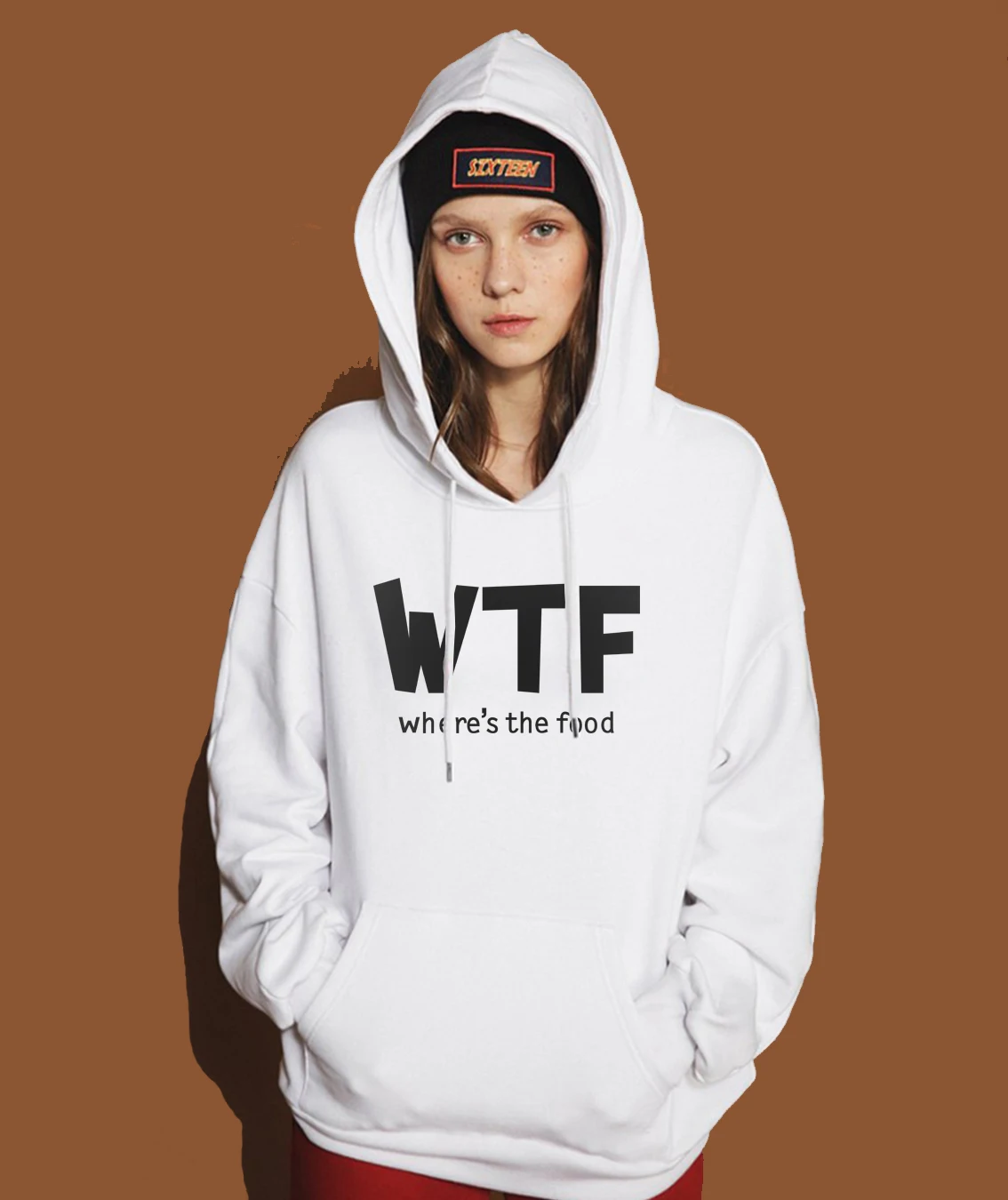 Новое поступление 2018 Толстовка для женщин свитшот с принтом WTF надписью THE FOOD