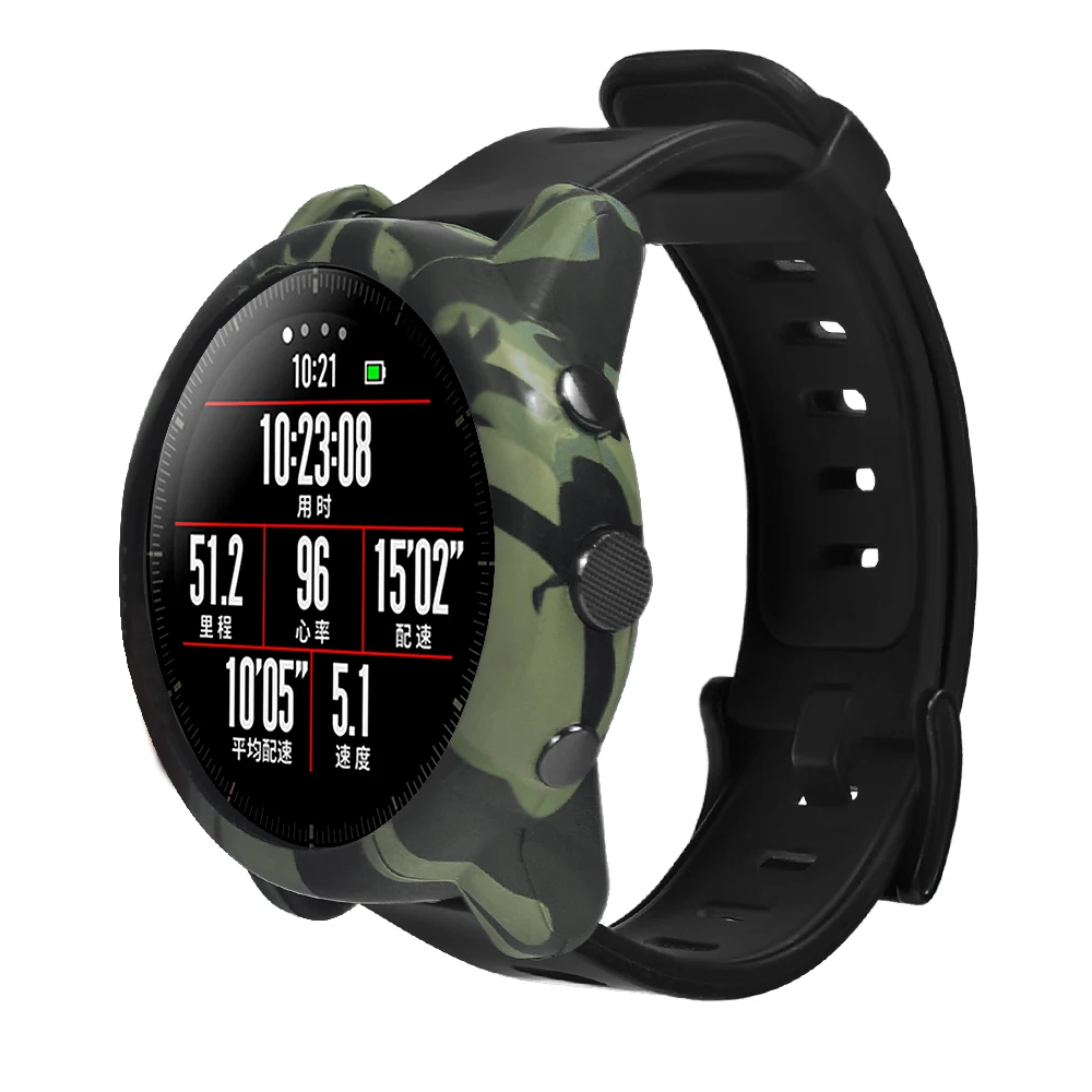 Hangrui камуфляжная Защита Чехол для Xiaomi Huami Amazfit Stratos 2 Смарт часы противоударный корпус для Amazfit Stratos 2 Рамка