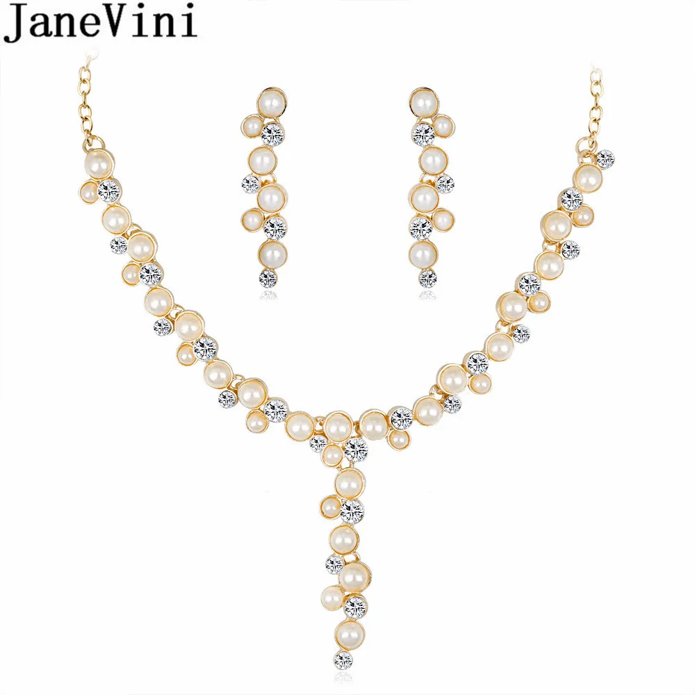 JaneVini Элегантные ожерелья с золотым жемчугом серебряные цепочки наборы ожерелий