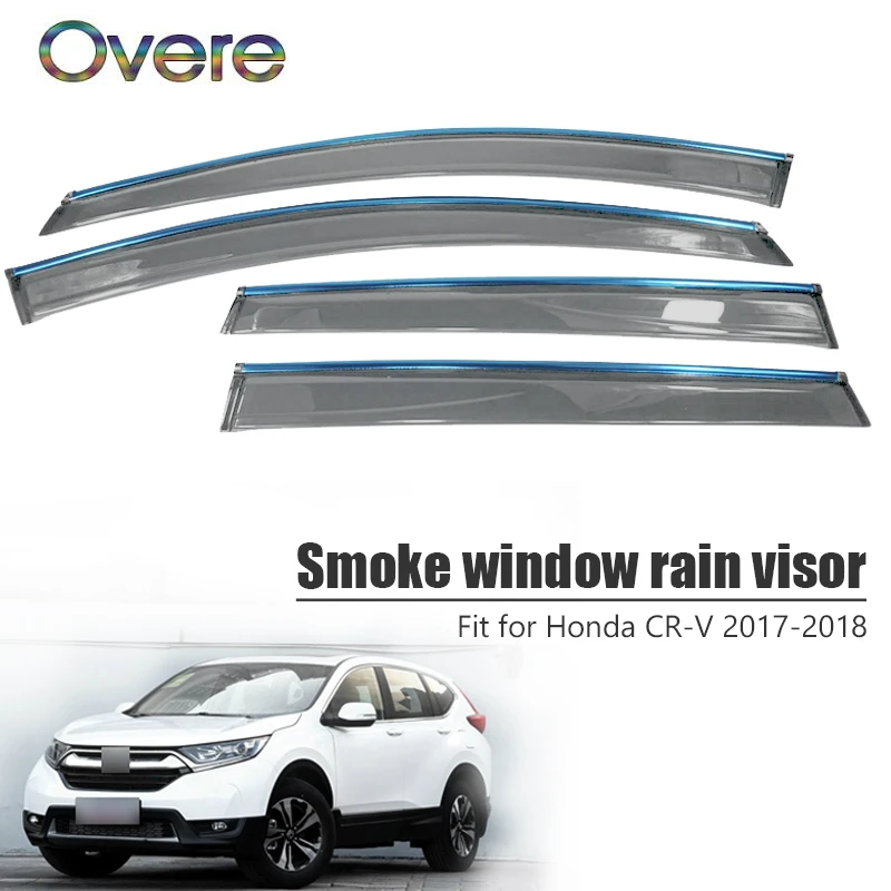 

Overe 4Pcs/1Set Smoke Window Rain Visor For Honda CR-V 2017 2018 Car-styling Awnings Shelters Guard ABS Accessories