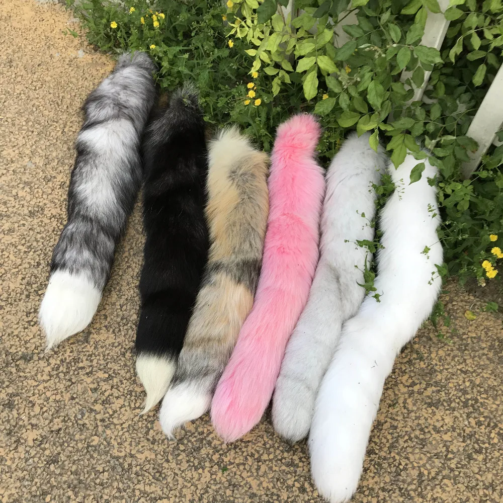 Funfur 1 шт. большой хвостик из натурального Лисьего меха 70 см меховая Хвостовая
