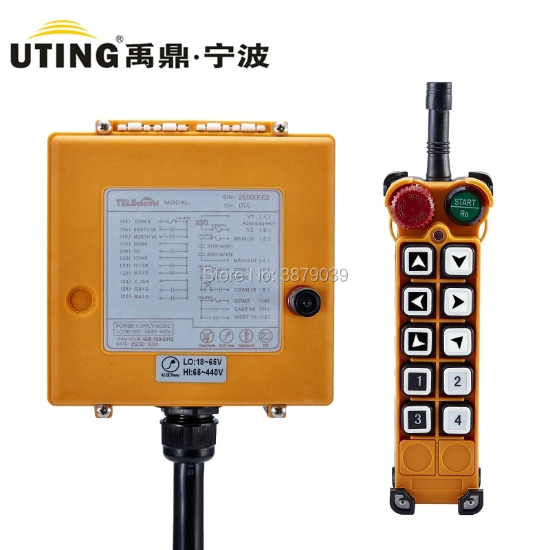 

UTING CE FCC F26-B1 (1 Transmitter+1 Receiver) Industrial Wireless Radio Single Speed 10 Keys Crane Remote Control for Crane