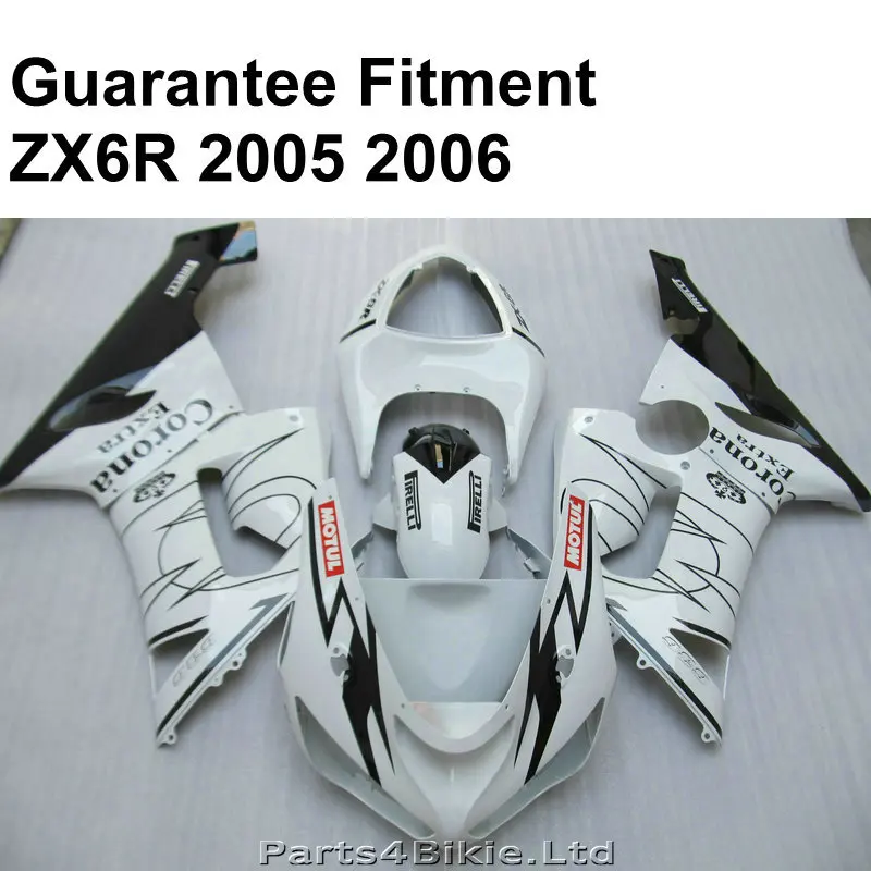 

Лидер продаж Обтекатели для Kawasaki ZX6R 2005 2006 белый черный обтекатель комплект Ninja ZX 6R 636 05 06 литье под давлением YY06