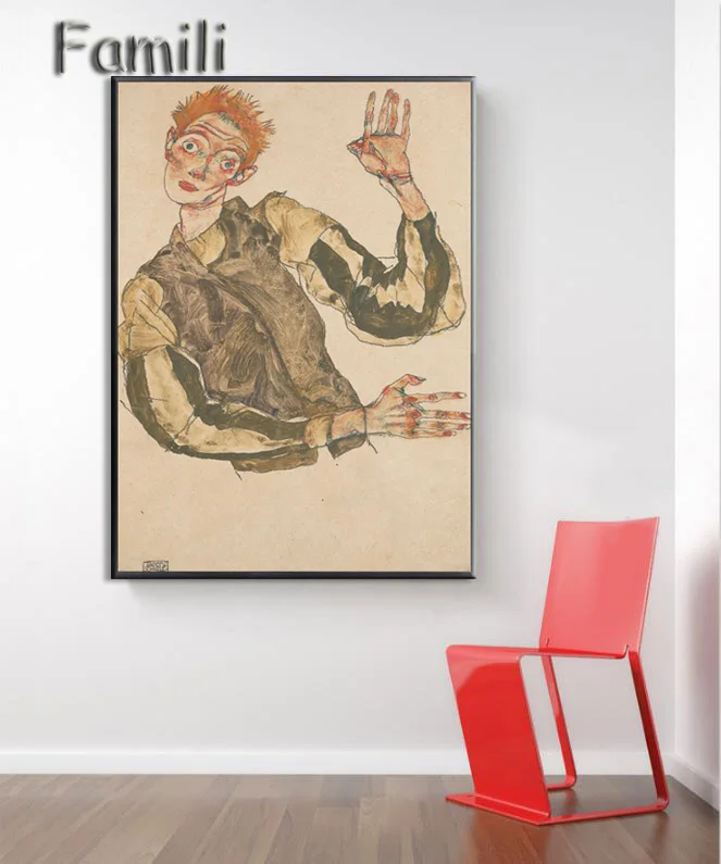 Egon Schiele тело цвет деление Эскиз Холст Искусство печать живопись плакат, Настенная картина для гостиной, домашний декор - Цвет: Розовый