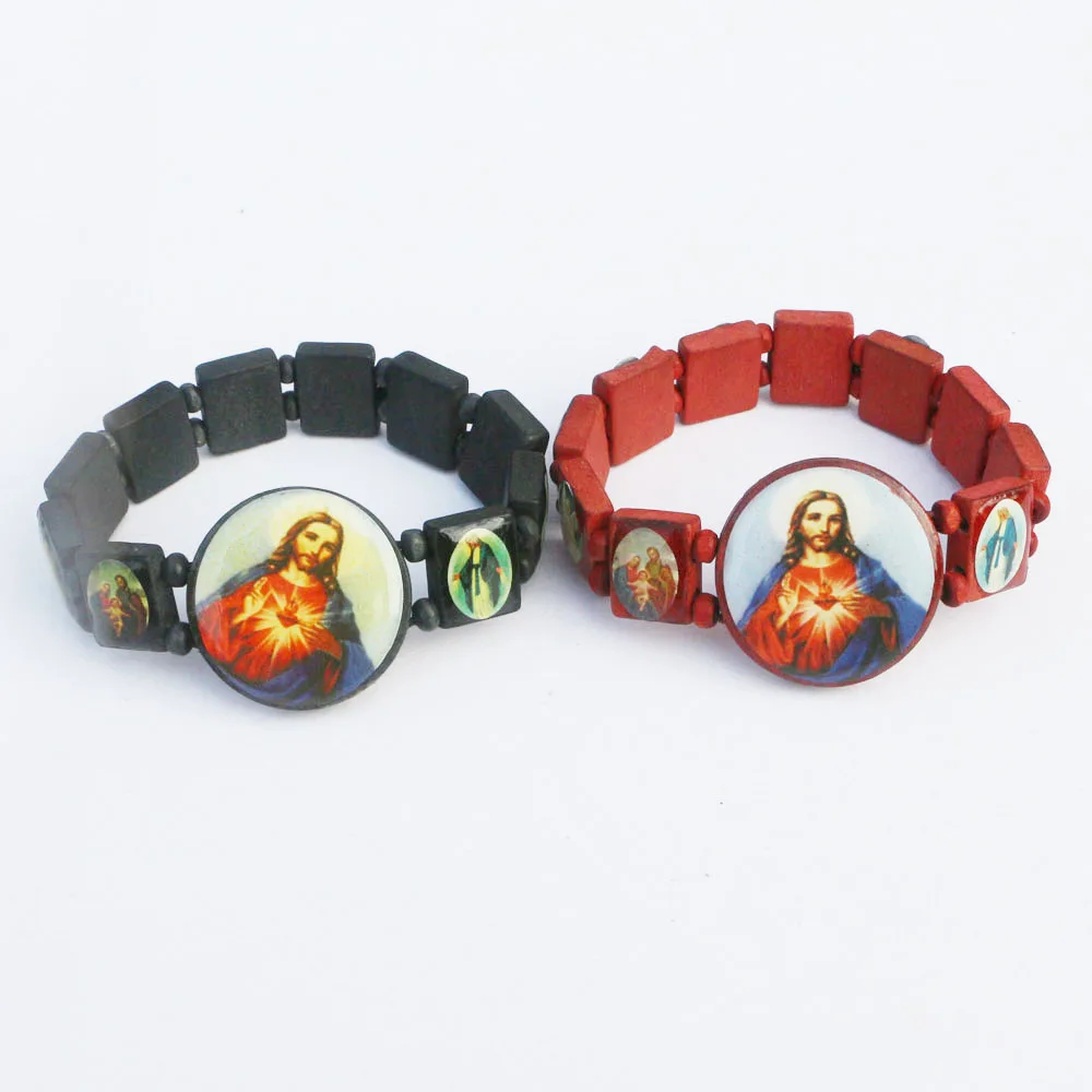 2 шт Новый христианский молитва деревянный очаровательный Saints Religion браслет четки