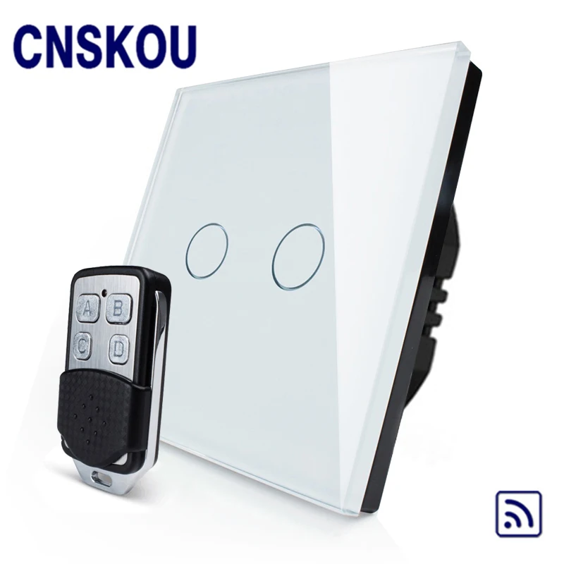 CNSKOU ЕС Стандартный 2 банды 1 способ AC220 ~ 250 В Стекло Панель Подсветка 433 мГц