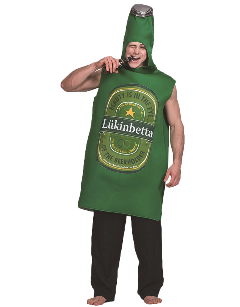 Мужской зеленый пенопластовый пивной Виски Ром бутылка костюм комбинезоны