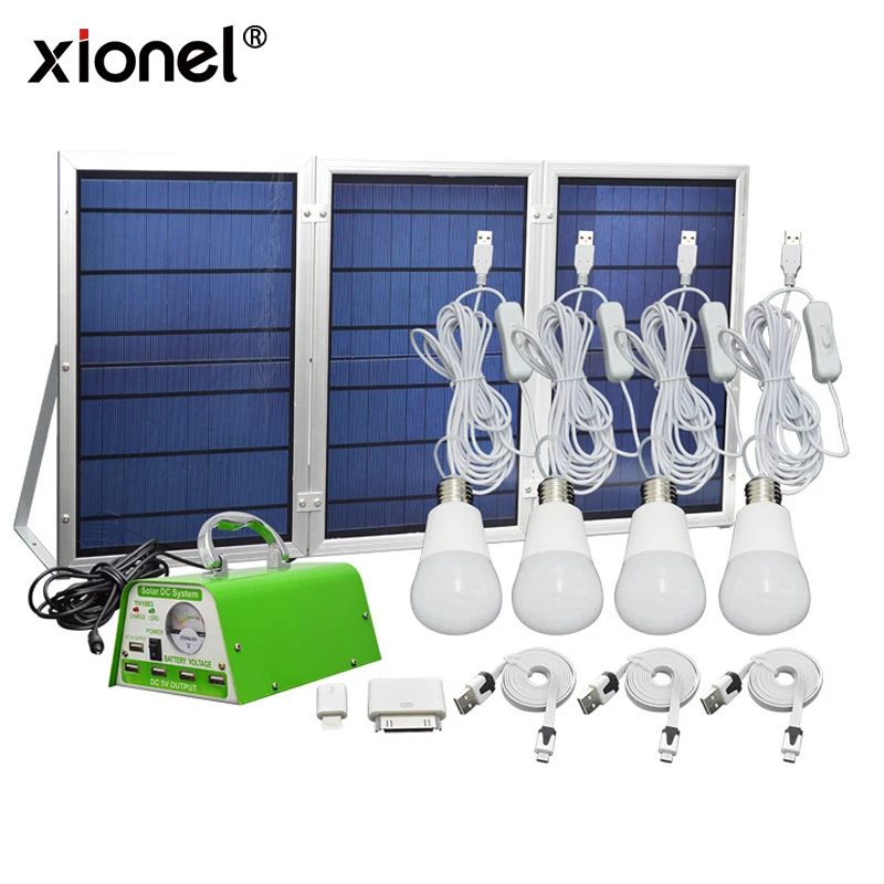 Оптовая продажа с фабрики Xionel комплект перезаряжаемой солнечной системы 4
