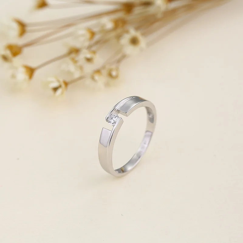 HFXSSSP S925 silver ring new fashion simple and wild inlaid zircon male couple explosion jewelry | Украшения и аксессуары