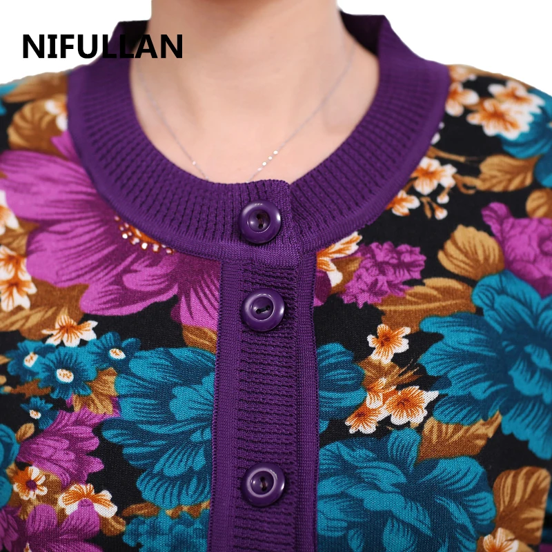 Женский вязаный кардиган с цветочным принтом осенне зимний свитер длинным