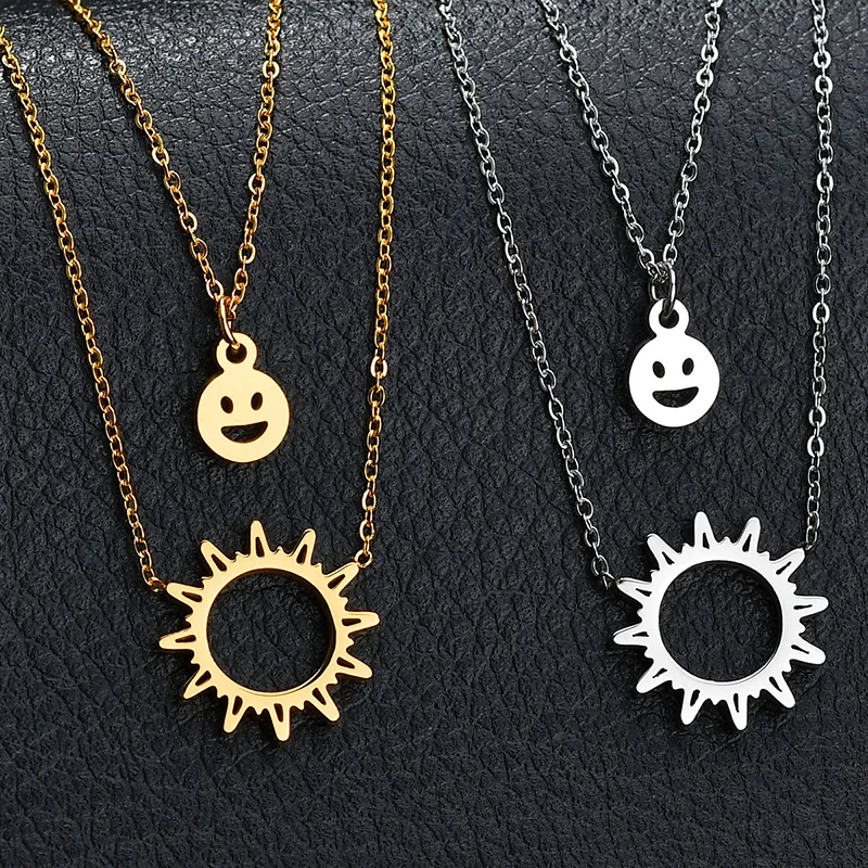 ELSEMODE нержавеющая сталь розовое золото двойной слой женское ювелирное изделие