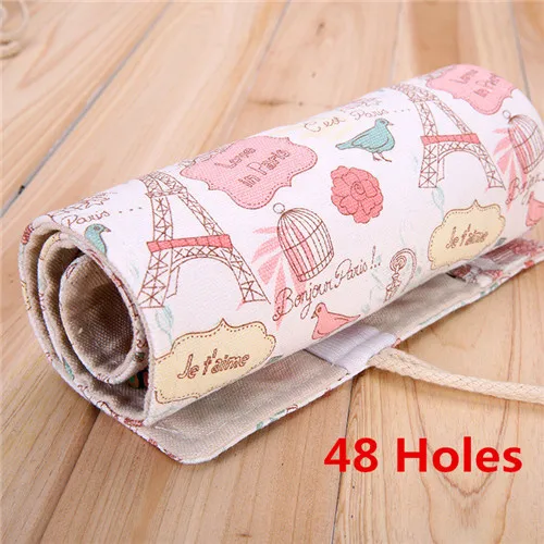 48 Holes 36/48/72 отверстия Карандаш Чехол школьный холщовый мешок ролл Косметическая Кисть для макияжа для хранения пера pecncil коробка для карандашей, школьные наказания - Цвет: 48 Holes
