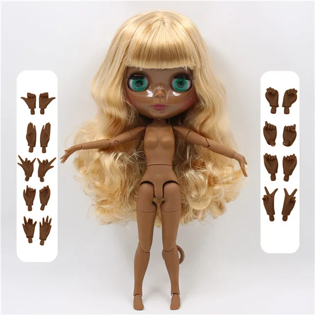 super black skin Ледяная фабрика blyth кукла 1/6 bjd шарнир тела индивидуальные лицо куклы золотые волосы BL2240/3157 30 см 1/6, подарок для девочки - Цвет: super black skin
