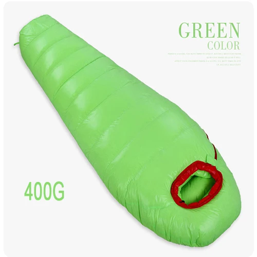 Green 400g FLYLITTE Кемпинг Сверхлегкий спальные мешки мумия Тип утка вниз сплайсинга двойной взрослый 3 сезона вниз спальный мешок Открытый Инструменты - Цвет: Green 400g