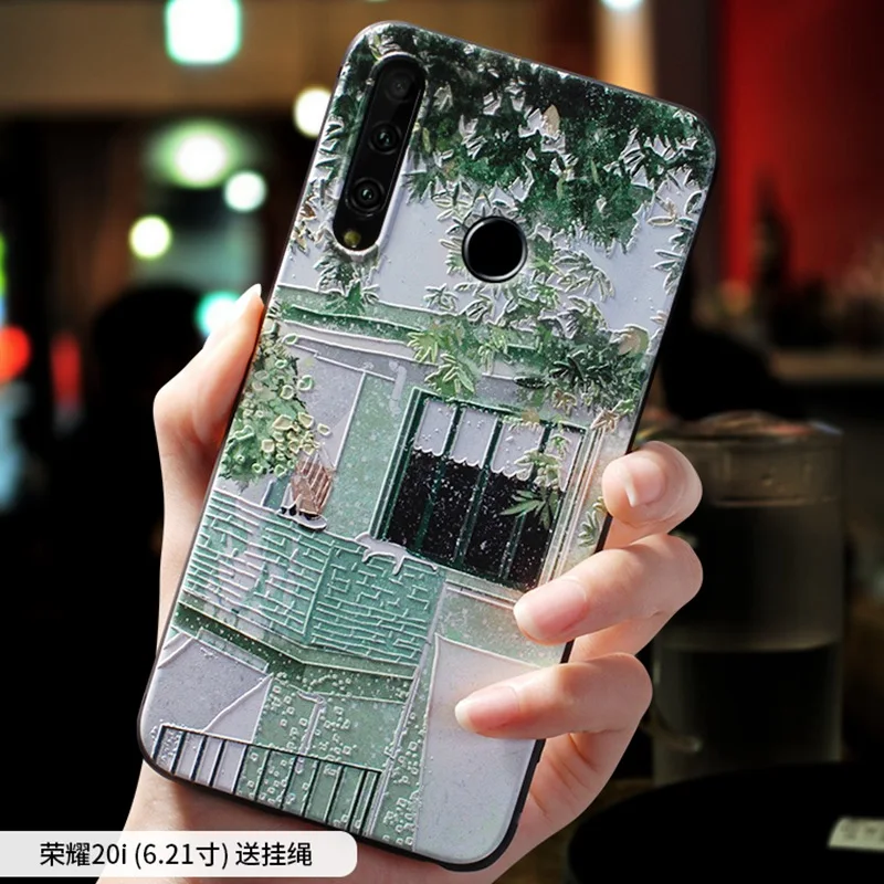 Чехол с тиснением Honor20 Green Street leaf cat для huawei HONOR 20 PRO, V20, 20i, Honor 10, V10, 10 lite, 8x чехол