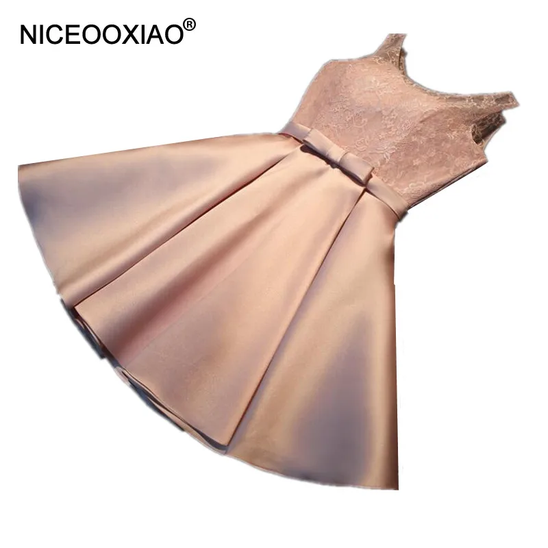 Женское вечернее платье с открытой спиной NICEOOXIAO элегантное короткое Кружевное