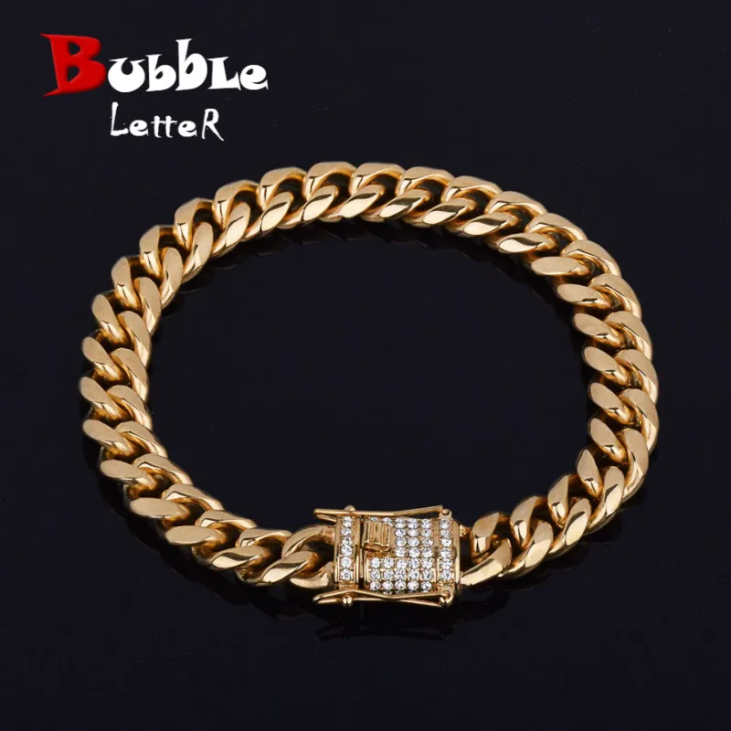 Браслет мужской из нержавеющей стали 10 мм 21 5 см|bracelet chain|hip hop braceletlink bracelet |