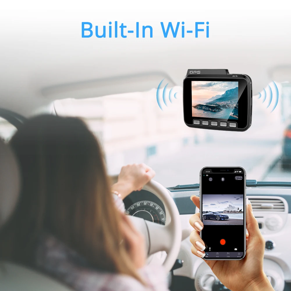 AZDOME GS63H 4K UHD 2160P Встроенный gps WiFi Автомобильный видеорегистратор для транспорта, с двумя объективами видеокамера видеорегистратор ночного видения