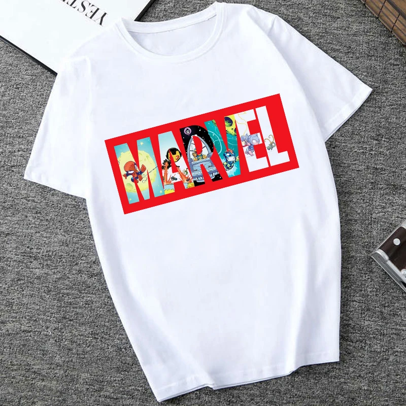 Женская футболка с коротким рукавом Marvel белая Повседневная изображением