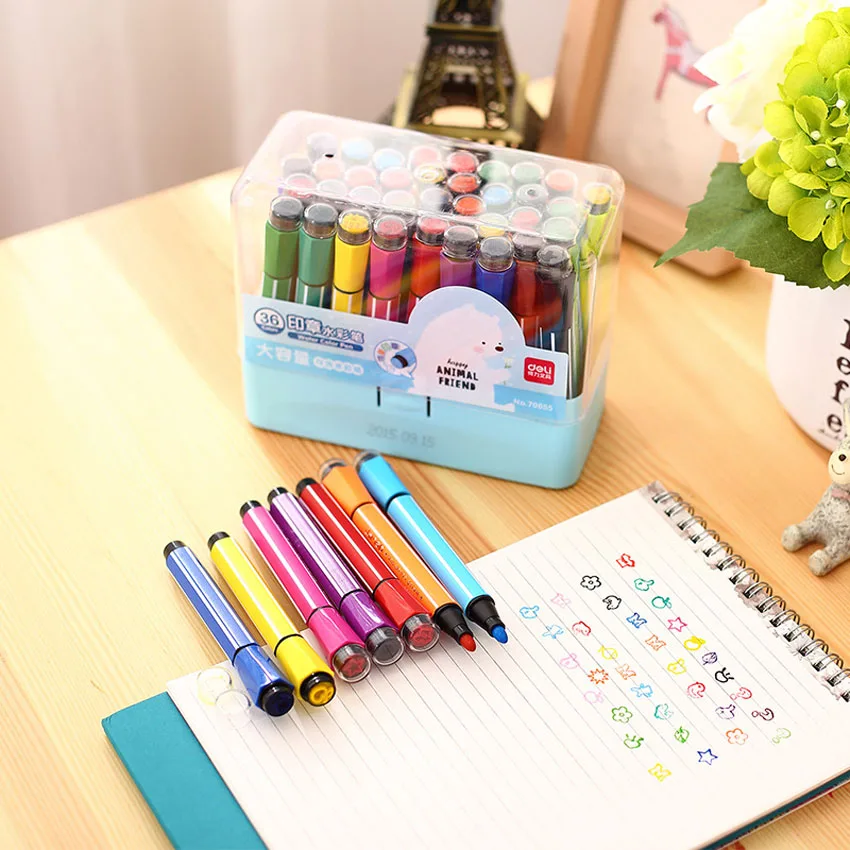 Kawaii печать штамп моющиеся воды Цвет ручка фломастеры для рисования художника