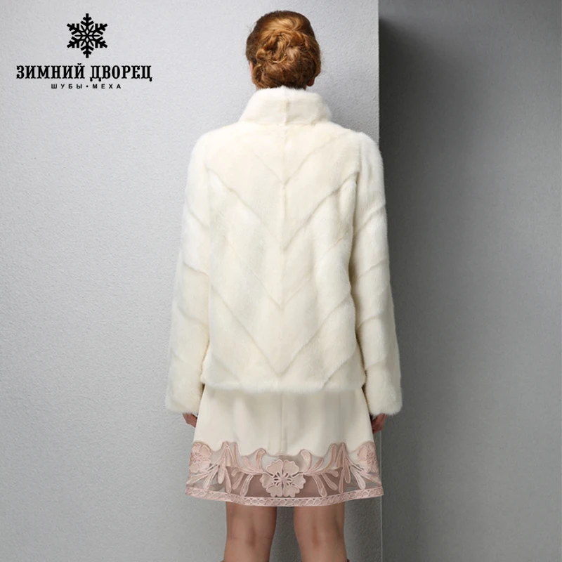 Зимняя модная новинка Кожа норки пальто с мехом Черные длинные Мандарин Воротник