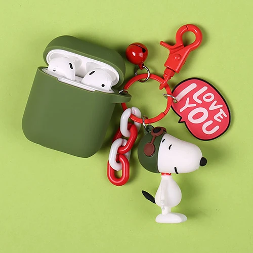 Зеленый Силиконовый чехол с милой собачкой для Apple Airpods, аксессуары для беспроводных наушников Bluetooth, 1, 2, чехол, гарнитура, наушники, защитный чехол, сумка - Цвет: Зеленый