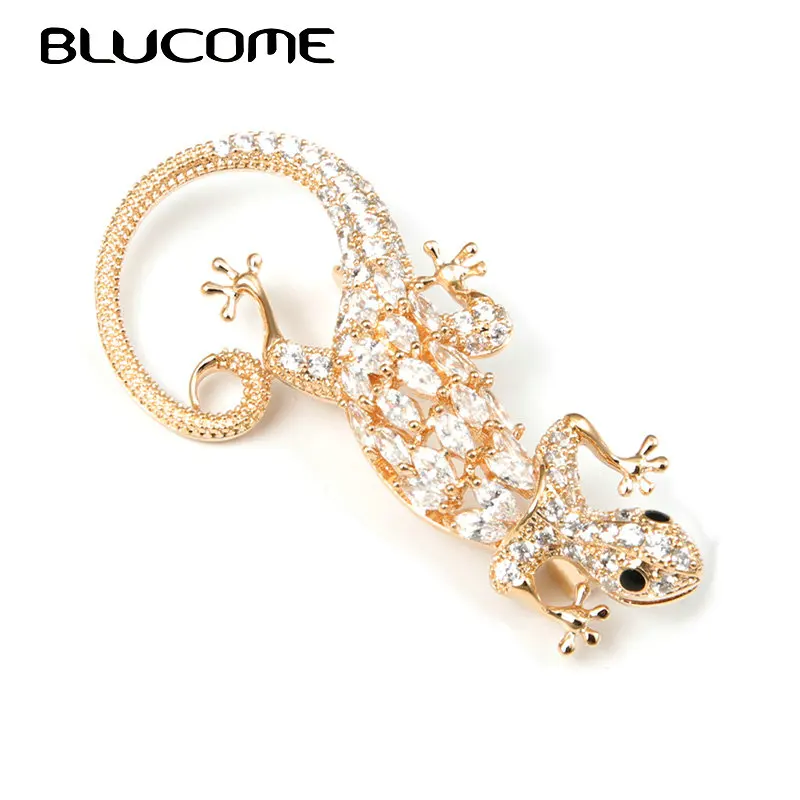 Blucome Изысканная брошь ящерица полный кубический циркон животных Ювелирные