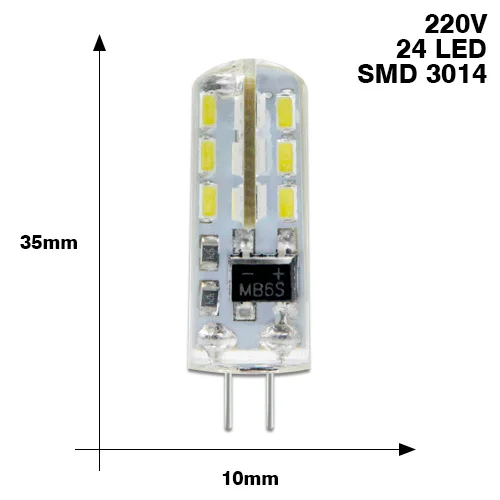 G4 Светодиодный светильник 12 В/220 В 1 Вт 3 Вт 6 Вт Bombilla светодиодный светильник 5730 SMD 2835 3014 лампада G4 лампа люстра заменить галогенные лампы 10 шт./лот - Испускаемый цвет: G4 220V 3014 24L