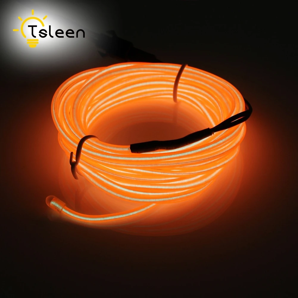 Неоновый шнур Led EL Wire String Светодиодная лента гибкий светильник для автомобиля Танцевальная вечеринка 2 м 3 м 5 м Питание от батареи с контроллером Led rgb - Испускаемый цвет: orange