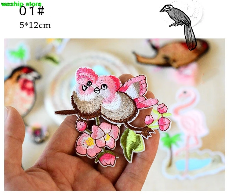 New High-quality Embroidery Hand beading patch Rhinestone birds applique by sew-on DIY handmade 1 order=1set=9pcs | Дом и сад