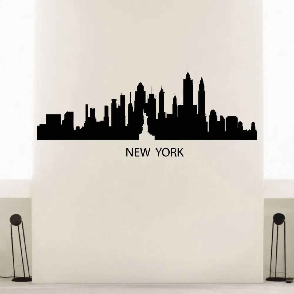 Настенные стикеры New York Skyline настенные City статуя Libery наклейки для спальни