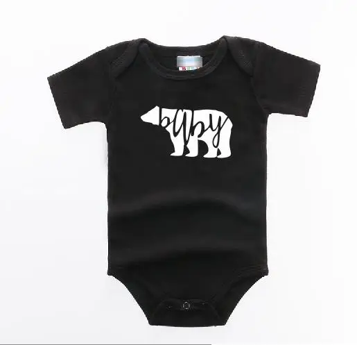 black t white BABY OKOUFEN Papa и I Love детские медведя и надписью «Mama»; футболка с Семья одежда для мамы, папы и буквенным принтом Для женщин Топ короткий рукав Футболка размера плюс Прямая поставка - Цвет: black t white BABY