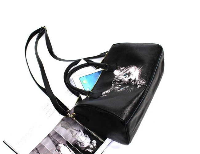 Женские сумки из натуральной яловой кожи jiniani черные базовые в стиле Бостона