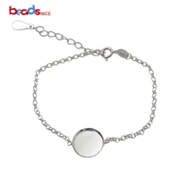 beadsnice sterling silver adjustable bracelet base settings 12mm bezel bracelet blank 39519
