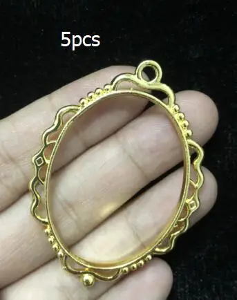 5pcs mirror Винтажные овальные кружевные Подвески с открытым обрамлением, аксессуары для рукоделия из смолы, квадратное круглое металлическое зеркало, подвеска, ювелирные изделия, полый каркас - Цвет: 5pcs mirror