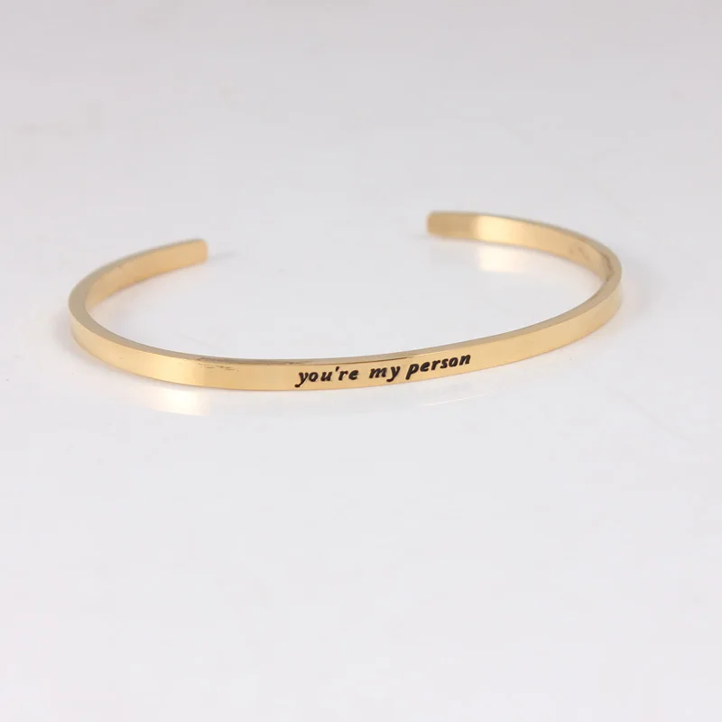 

you only live once Gold Color 316L Stainless Steel Bar Bangle Positive Inspirational Quote Cuff Mantra Bracelets For Women