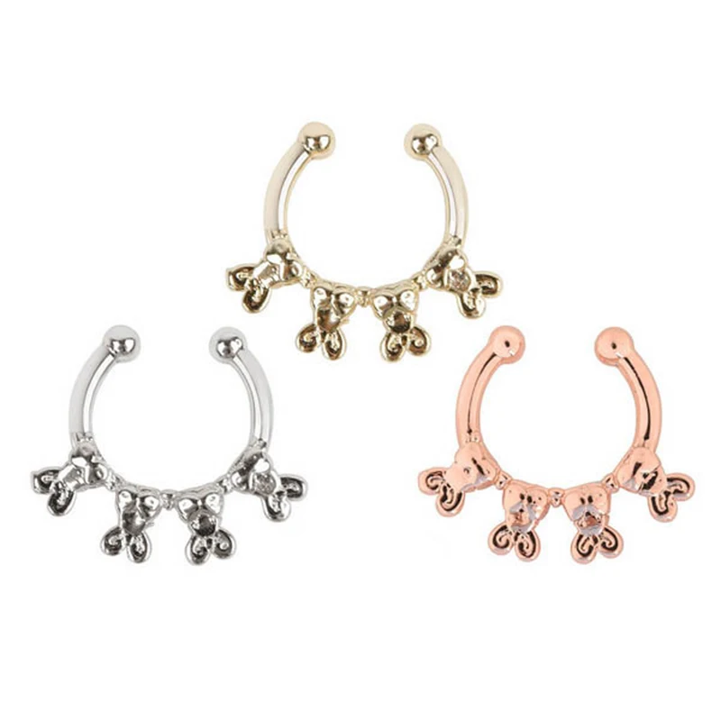 2016 пирсинг nombril Роскошные руль сплава зажим для носа 3 шт./лот поддельные