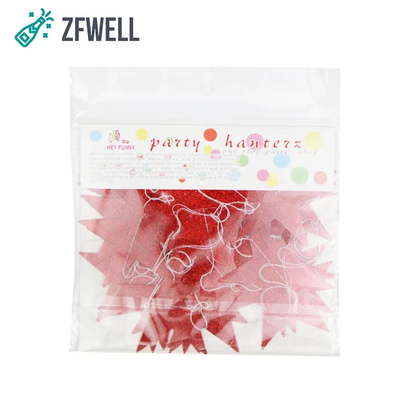 ZFWELL Transparent colored red five-pointed star pull flower garland flag wedding party birthday bar decoration suppl6 | Дом и сад