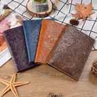 100% натуральная кожаная обложка для паспорта, однотонный чехол для кредитных карт, чехол с тисненым цветком, кожаный дорожный кошелек