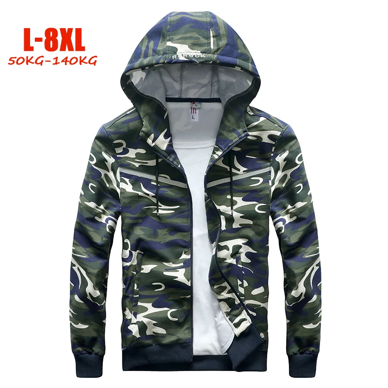 L 8XL камуфляжные толстовки с капюшоном для мужчин большие размеры Военный стиль