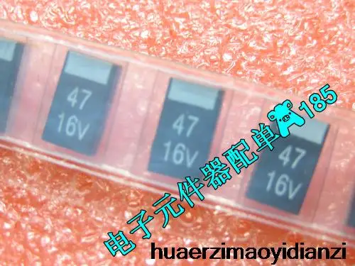 10pcs/lot D tantalum capacitors 7343 7343D 47UF 16V 47 absolute original black | Электронные компоненты и