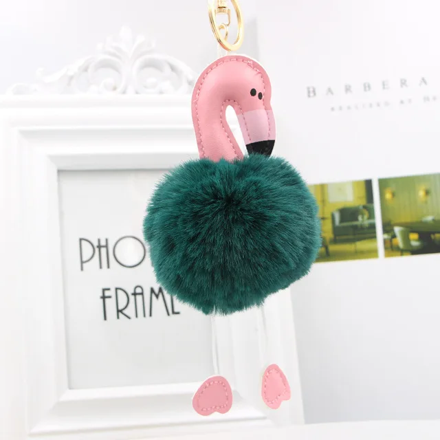 Army Green Автомобиль зеркало заднего вида подвеска «Фламинго» Hairball Декор Автомобильный интерьер украшения дома висячие украшения автомобильные аксессуары - Название цвета: Army Green