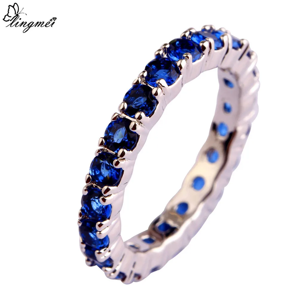 Lingmei кольцо Романтическая любовь стиль оптовая продажа ювелирных изделий синий