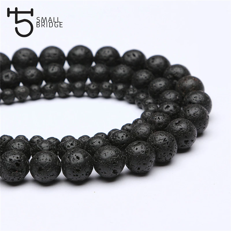 

10 12mm Big Round Volcanic Lava Beads Diy Materials For Men Bracelet Making Black Natural Rock Stone Beads Wholesale P904