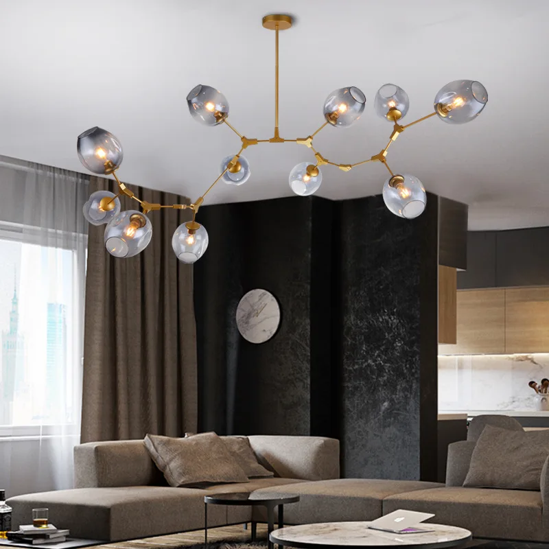 Nordic lighting restaurant chandelier post modern bedroom molecular magic bean light simple creative study room lamp gold black | Освещение